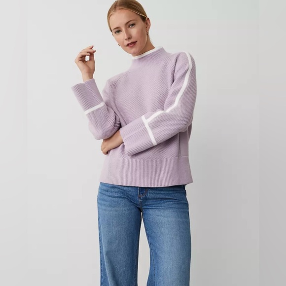 Ann Taylor Sweaters - Ann Taylor Women’s Purple (Lilac) Tipped Turtleneck Sweater / Size XS